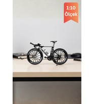 Gri Yüksek Kaliteli Metal 1:10 Ölçek Koleksiyonluk Die Cast Model Bisiklet
