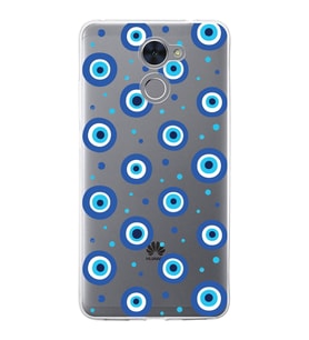 PrintiFy Huawei Y7 Prime ile Uyumlu 1mm Slim Fit Nazar Boncuğu 1 Baskılı Şeffaf  Kılıf