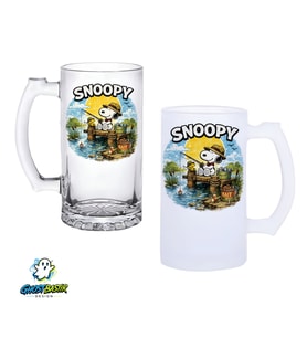 Snoopy Kulplu Bira Bardağı Buzlu veya Şeffaf Seçenekli 0349