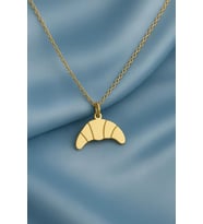Kişiye Özel 925 Ayar Gümüş Minimal Kruvasan Kolye (Gold)