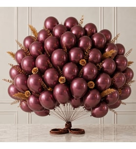 Bordo Renk Lateks Metalik Balon (30 cm) - 50 Adet