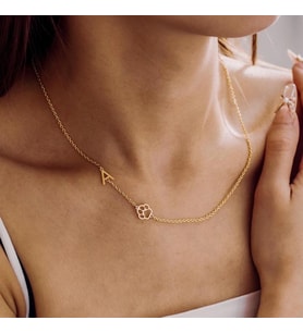 Kişiye Özel 925 Ayar Gümüş Harf Pati Kolye (Gold)