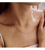 Kişiye Özel 925 Ayar Gümüş Harf Pati Kolye (Gold)