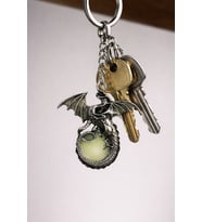 Karanlıkta Parlayan Ejderha Desenli Metal Anahtarlık I Unisex Gümüş Renk