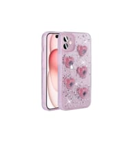 Apple iPhone 14 Uyumlu Kılıf Airbagli Simli Arka Yüzey Zore Işıltı Silikon Kapak (Pembe)