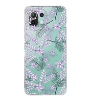 Xiaomi  Mi 11 Lite  Kamera Korumalı Kapak Floral Lila Tasarımlı Şeffaf  Kılıf