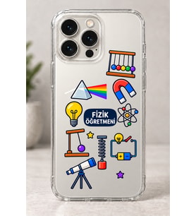 2D Fizik Öğretmeni Desenli iPhone 14 Pro Şeffaf Telefon Kılıfı