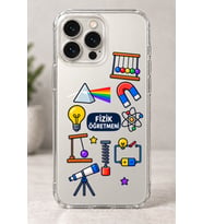 2D Fizik Öğretmeni Desenli iPhone 14 Pro Şeffaf Telefon Kılıfı