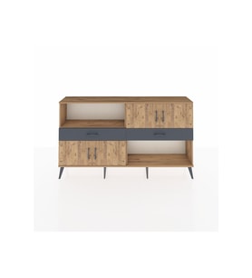 Arges Konsol 3 Raflı 2 Çekmeceli 4 Kapaklı 176x30x99 Çam-Çam/Antrasit