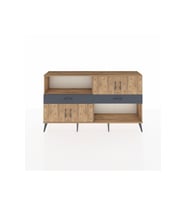 Arges Konsol 3 Raflı 2 Çekmeceli 4 Kapaklı 176x30x99 Çam-Çam/Antrasit