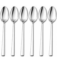 6'lı Paslanmaz Çelik Kaşık Seti, Gümüş Renk Metal 20 cm, 6 Adet İçerikli Set