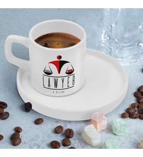BK Gift Kişiye Özel Sunum Tabaklı Avukat Tasarımlı Kahve Fincanı-3, Sevgiliye Hediye, Arkadaşa Hediye, Avukata Hediye