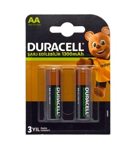 DURACELL HR6 DC1500 RECHARGEABLE (ŞARJLI) KALEM PİL 1300 mAh/1.2V  2Lİ  TEK KARTELA