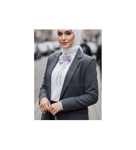 Kadın Fiyonk Broş-Gri. İnci Sallantılı Detaylı. Fiyonk Broş Kurdele. Boyun Kravat
