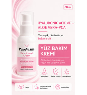 PureViana Nemlendirici Yüz Kremi 60ml – Hyaluronik Asit 8D + Aloe Vera + Cica – Bariyer Onarıcı, Yatıştırıcı