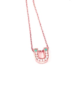 Ü harfi gümüş rose minimal kolye