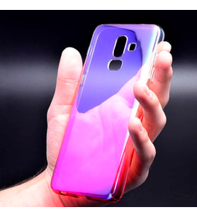 Galaxy J8 Kılıf Parlak Renk Geçişli Kılıf (Pembe)