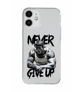 Iphone 12 Uyumlu Arnold Fitness Never Give Up Desenli Şeffaf Telefon Kılıfı