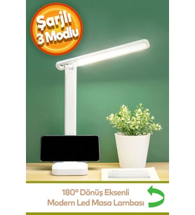 Şarjlı LED Masa Üstü Lambası, 3 Renkli Dokunmatik, Çocuklar İçin Okuma Işığı (Krem)