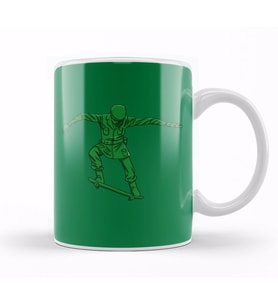 Skateboarding Green Army Skater Kupa Bardak Porselen