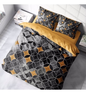 MonoHome Grey Circle 3D Pamuk Saten Çift Kişilik Nevresim Takımı (Çok Renkli)