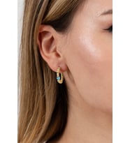 925 ayar gümüş küpe altın yaldızlı 20 mm nazarlı dorica halka küpe SGTL13162GOLD