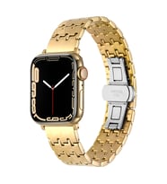 Apple Watch 7 45mm Uyumlu Zore KRD-86 Metal Kordon (Gold)