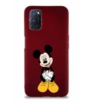 Oppo A92 Soft Premier Kapak Mickey Mouse-A Tasarımlı Silikon Kılıf - Mürdüm (Şeffaf)