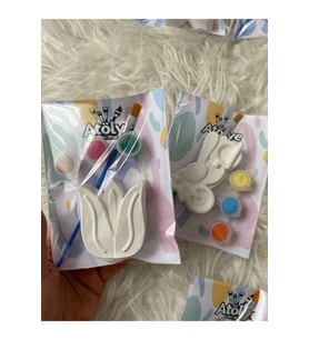 Atölye Lavi Shop 10 Adet (5+5) MOTOSİKLET ve GÜL/ Taş Boyama Seti DIY,kendin yap,doğum günü/aile katılım/karne