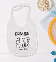 BK Kids Kişiye Özel Drinking Buddies Tasarımlı Bebek Mama Önlüğü - Model 1