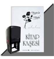 Kişiye Özel Çiçek Buketi 6 Tarihli Otomatik Kitap Kaşesi (Siyah)