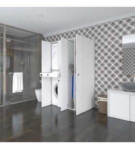 Kenzlife çamaşır-kurutma makinesi dolabı şahrur sağ byz 187*120*60 çekmeceli banyo (Beyaz)