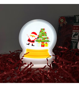 Kar Küresi Yılbaşı Masaüstü Led Lamba/gece Lambası/usb’li Ve Uv Baskılı (leon—led Ile Neon Görünüm) 11*13 CM