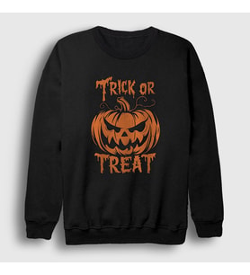 Presmono Unisex Siyah Trick Or Treat Halloween Cadılar Bayramı Sweatshirt 500961tt