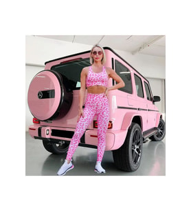 Pembe Leopar Desen Ekstra Yüksek Bel Toparlayıcı Spor Tayt