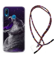 Huawei P20 Lite Mate 10 20 Lite Pro P40 Lite KılıfBoyun Asklı Rasta Silikon Purple Leopar 1750