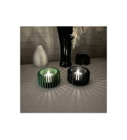 Alvera Modern Çizgili Mumluk – 3D Baskı Tealight Mumluk (1 Adet)-Yeşil