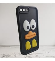 İphone 7-8 Plus ile uyumlu Kabartma Desenli esnek silikon telefon kılıfı (Siyah)