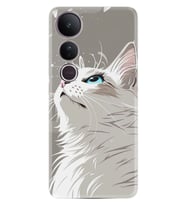 Vivo V50 Lite Kılıf Boutique Baskılı Resimli Beyaz Kedi Pcode -061