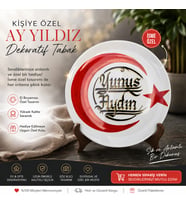 KİŞİYE ÖZEL TASARIMLI-ÖZEL ÇİZİMLİ, KALİGRAFİ HAT SANATI İLE YAZILI HEDİYELİK PORSELEN TABAK
