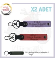Motosiklet Maceracılarına, İsim Plaka ve 0 Rh (-) Kan Grubu, x2 Set Anahtarlık, Nar Çiçeği-Mor-Ysl (Çok Renkli)