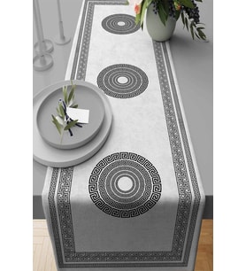 Beyaz Çerçeveli Desen Premium Masa Örtüsü Runner RNR229