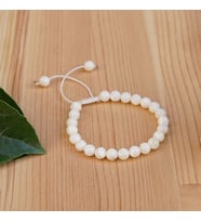 Beyaz Sedef Doğal Taş Bileklik  - 8mm