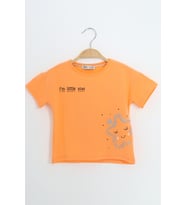 Toontoy Kız Çocuk Baskılı Tişört (Oranj)