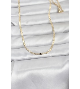 CM 14K Gold Renk Lazerli Yassı Model Zincirli 60 cm Kadın Kolye - TJ-BKO10966