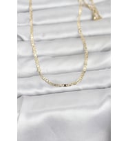 CM 14K Gold Renk Lazerli Yassı Model Zincirli 60 cm Kadın Kolye - TJ-BKO10966