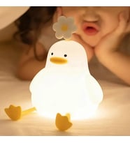 Sevimli Ördek Şeklinde Gece Lambası – LED Silikon Lamba  Çocuk ve Bebek Odası İçin Dokunmatik Işık (Parlak Beyaz)