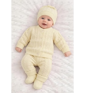Krem 4 Parça Triko Bebek Takımı