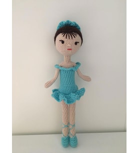 Mavi Balerin Bebek Amigurumi Organik Oyuncak