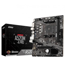 MSI A520M-A PRO DDR4 M2 PCIe NVME HDMI DVI PCIe 16X v3.0 AM4 mATX
